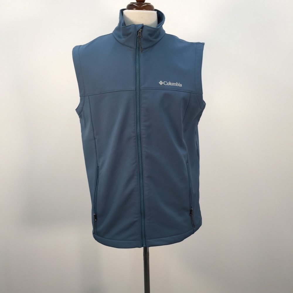 Columbia Blue Fleece Lined Zip Collar Vest